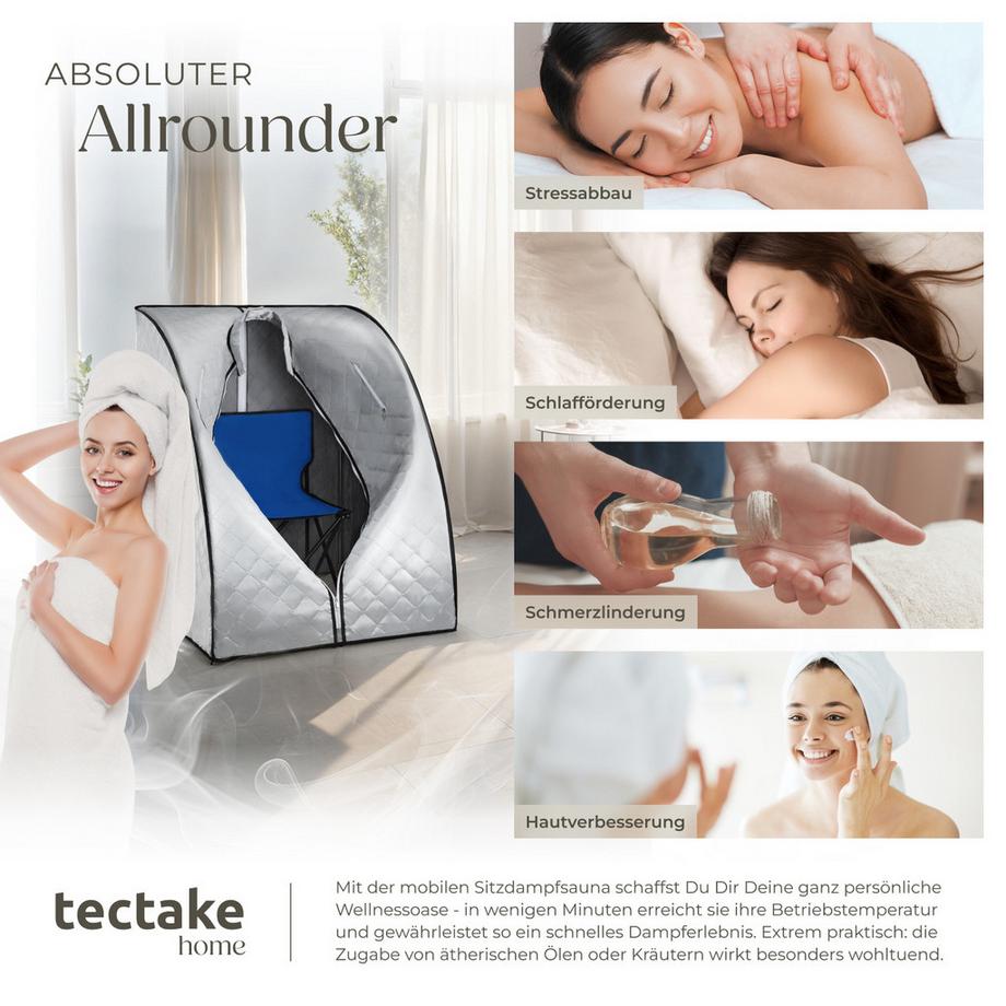 Tectake  Mobile Dampfsauna ThermaLuxe II 2 Liter Dampfgenerator mit 1000 W 15 Temperaturstufen und Timerfunktion 