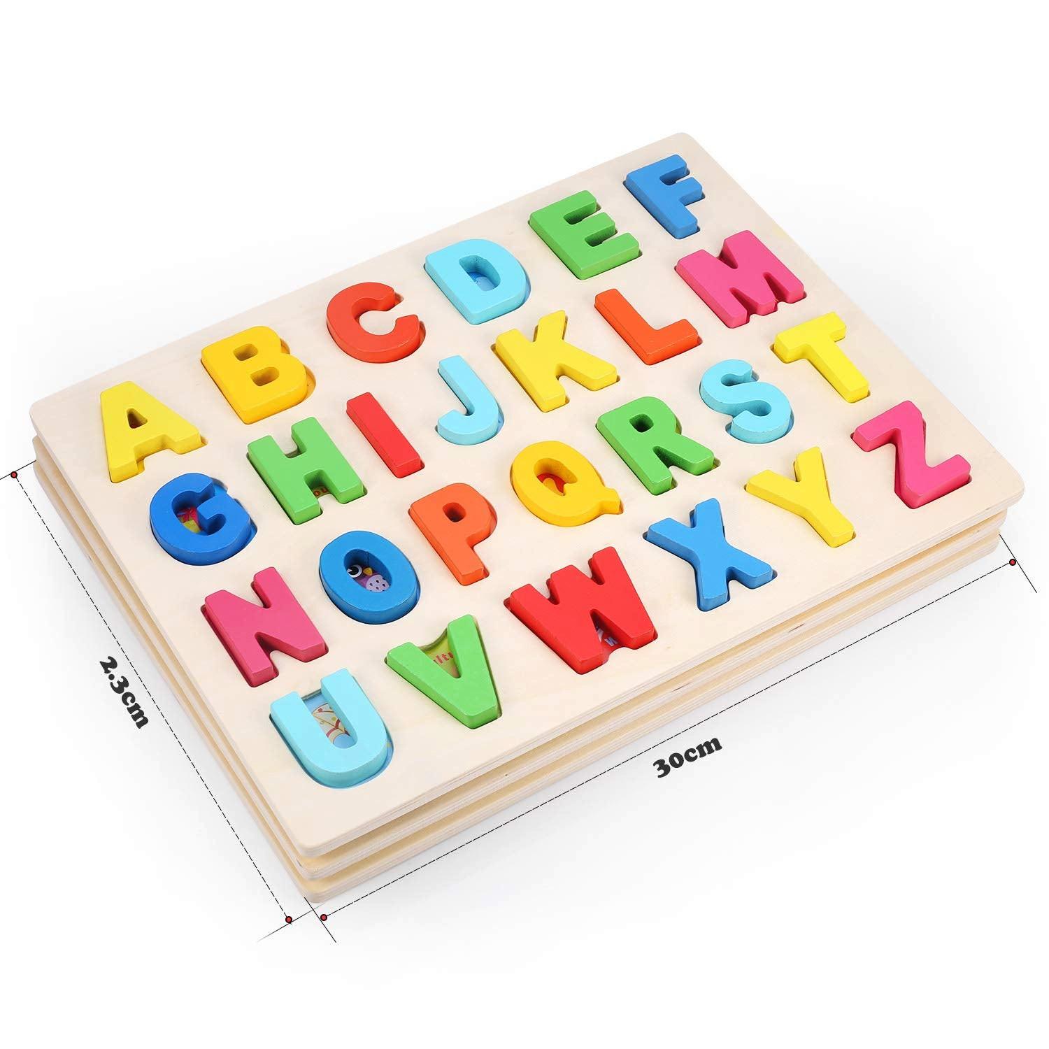 Activity-board  Holzpuzzle für Kleinkinder, Holzpuzzle mit Buchstaben und Zahlen 