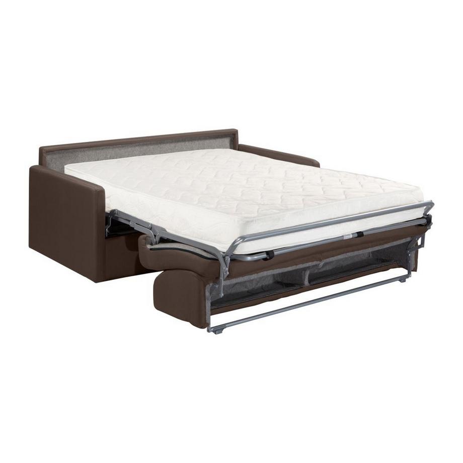 Vente-unique Schlafsofa 4Sitzer Stoff Liegefläche mit Lattenrost mit breiten LattenMatratze Braun CALIFE  