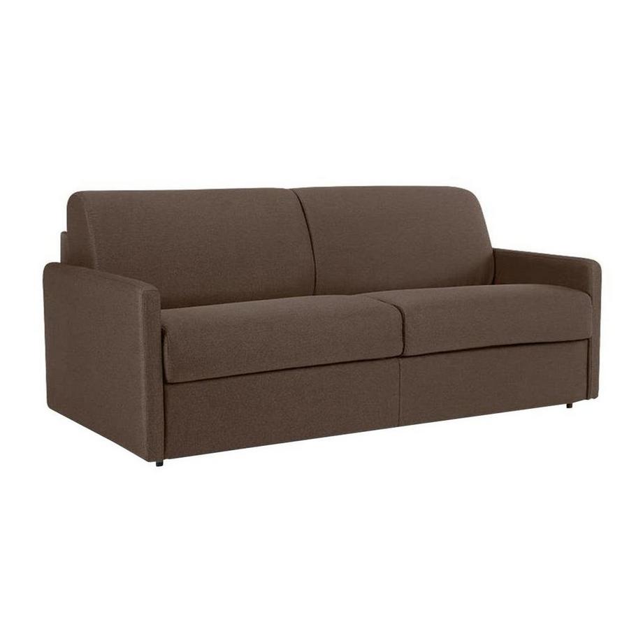 Schlafsofa 4Sitzer Stoff Liegefläche mit Lattenrost mit breiten LattenMatratze Braun CALIFE