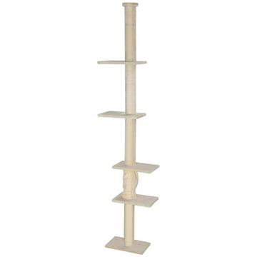 Arbre à chat haut plafond, arbre à chat, arbre à chat de 225 à 275 cm avec plates-formes, meuble pour chat avec protection des pointes, blanc crème