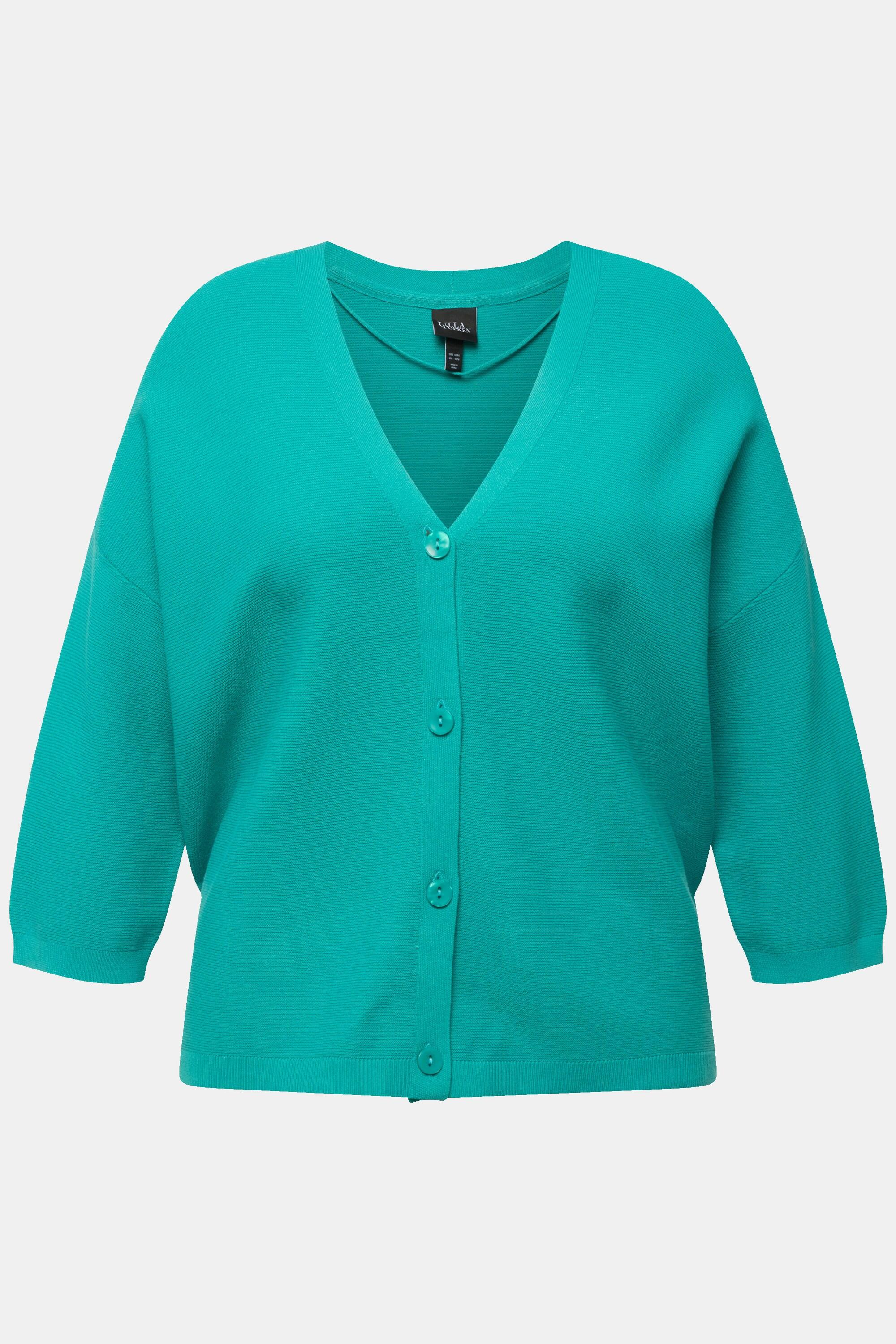 Ulla Popken  Cardigan oversize, encolure en V, maille point envers 