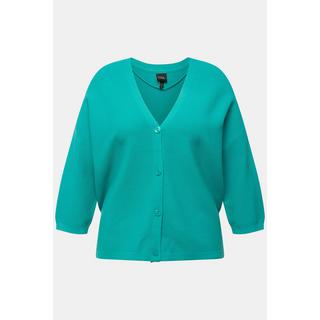 Ulla Popken  Cardigan oversize, encolure en V, maille point envers 