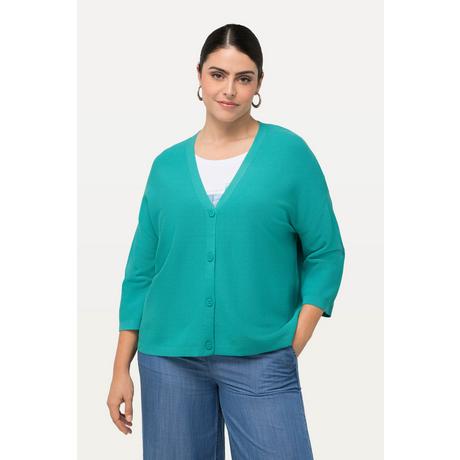 Ulla Popken  Cardigan oversize, encolure en V, maille point envers 