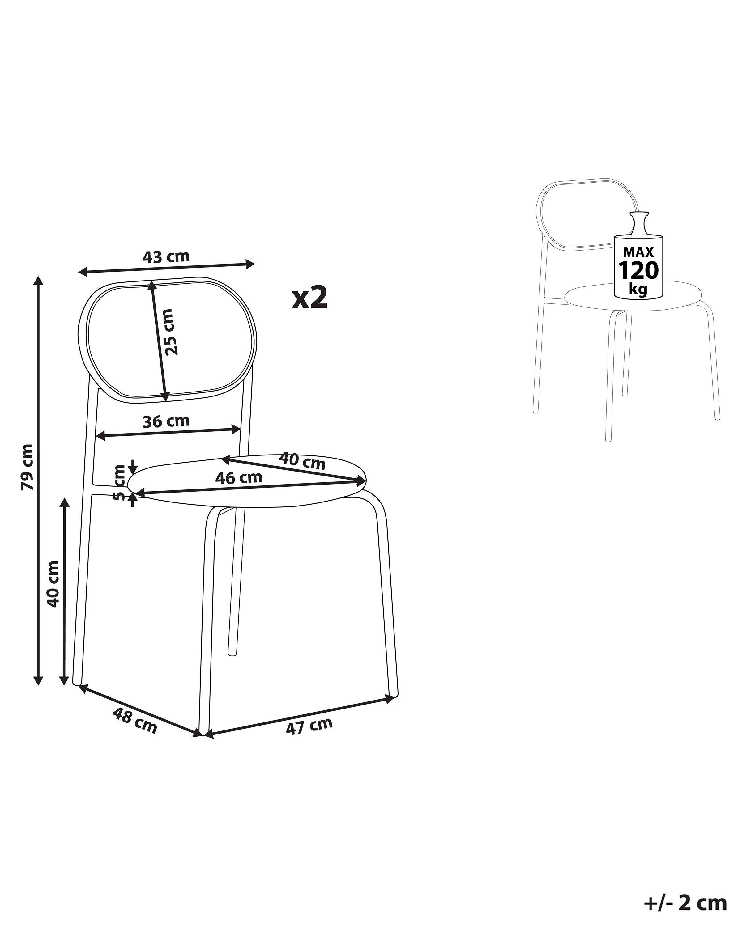 Beliani Lot de 2 chaises en Métal Rétro ADAVER  