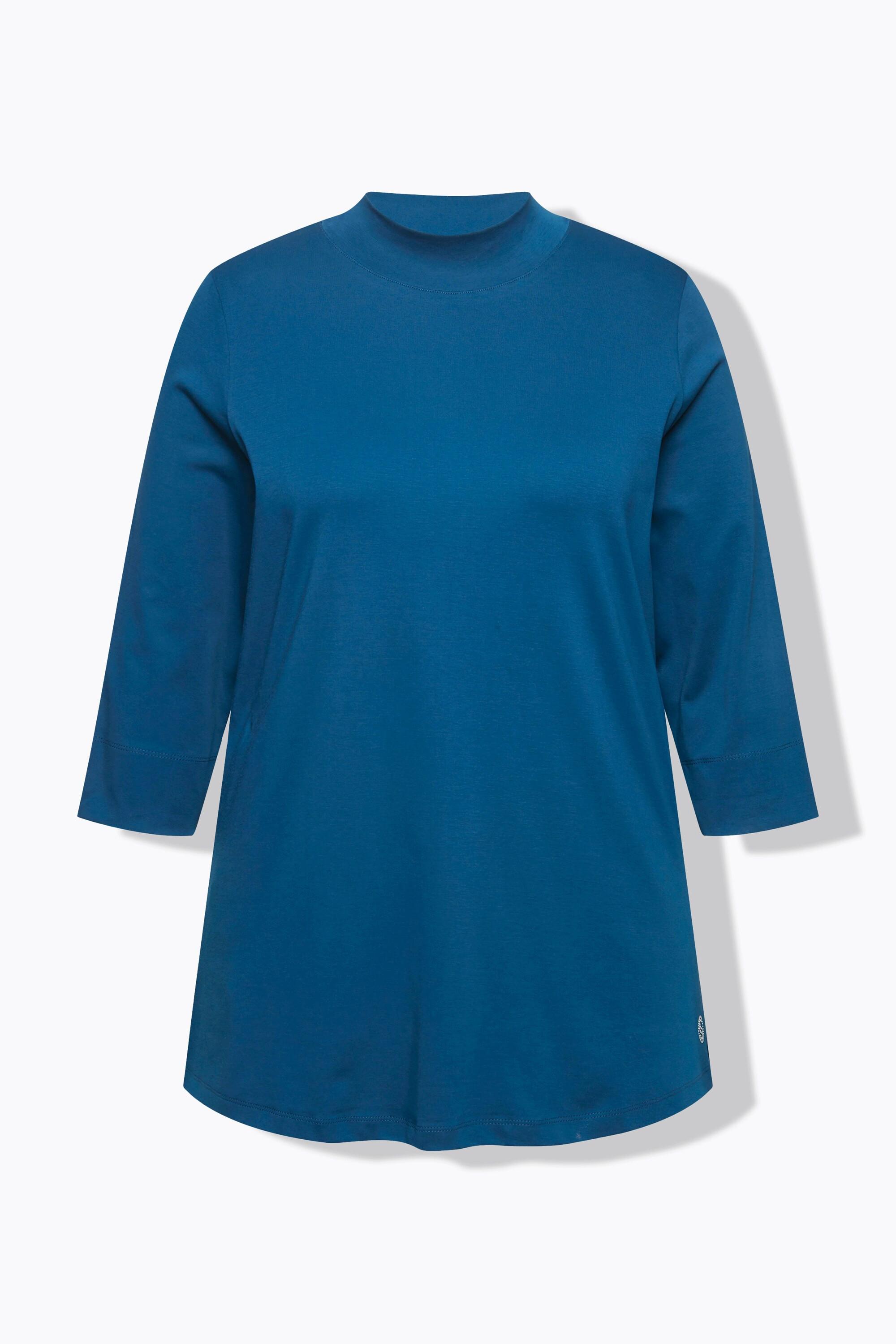 Ulla Popken  Shirt, A-Linie, Stehkragen, 3/4-Arm, Pima Cotton 