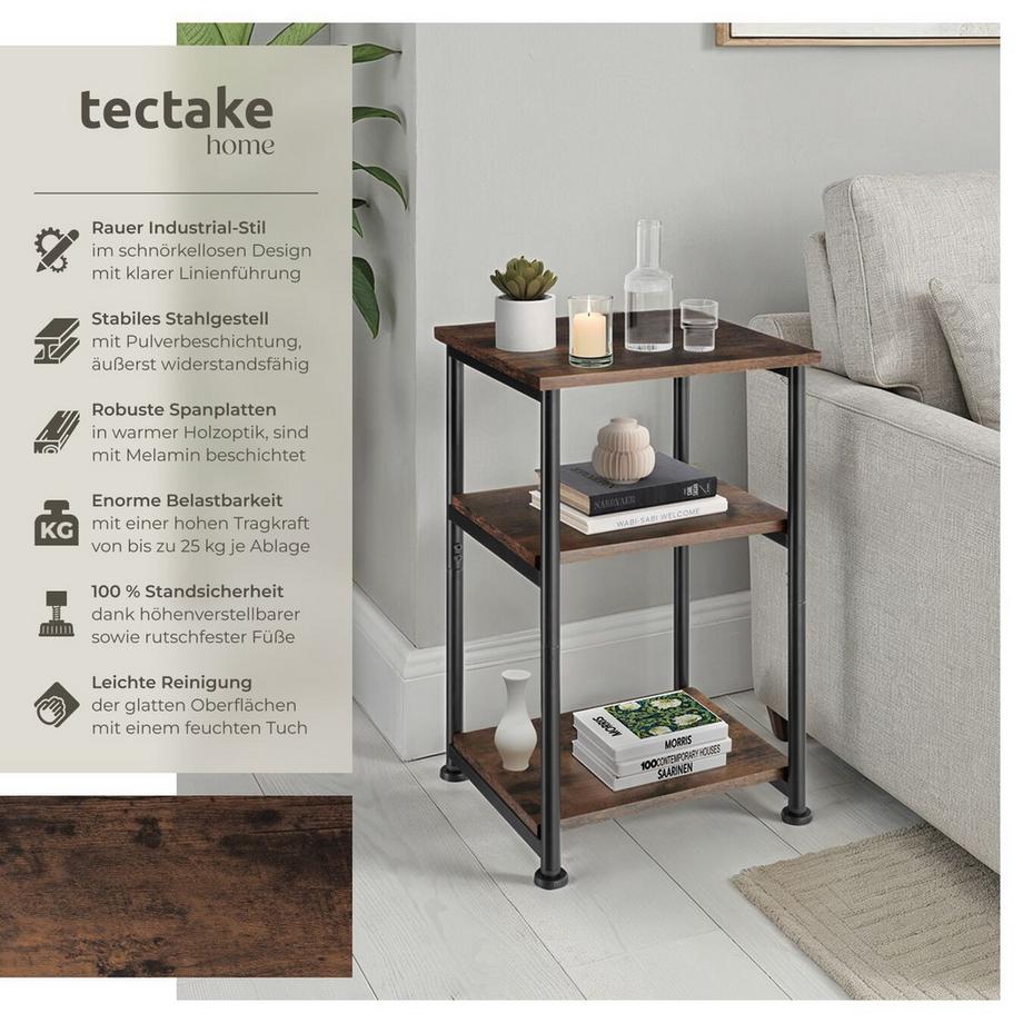 Tectake Beistelltisch Memphis Industrial Style Holz und Stahl  