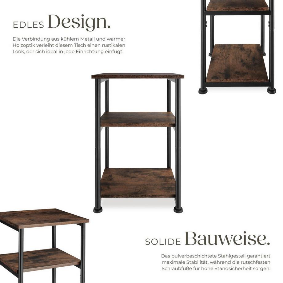 Tectake Beistelltisch Memphis Industrial Style Holz und Stahl  