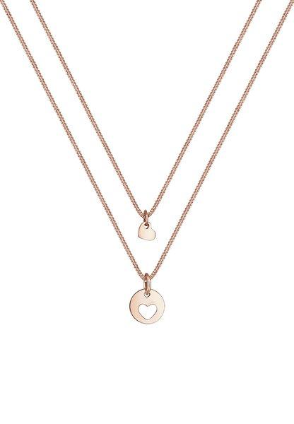 Elli  Halskette 2Er Set Herz Anhänger 