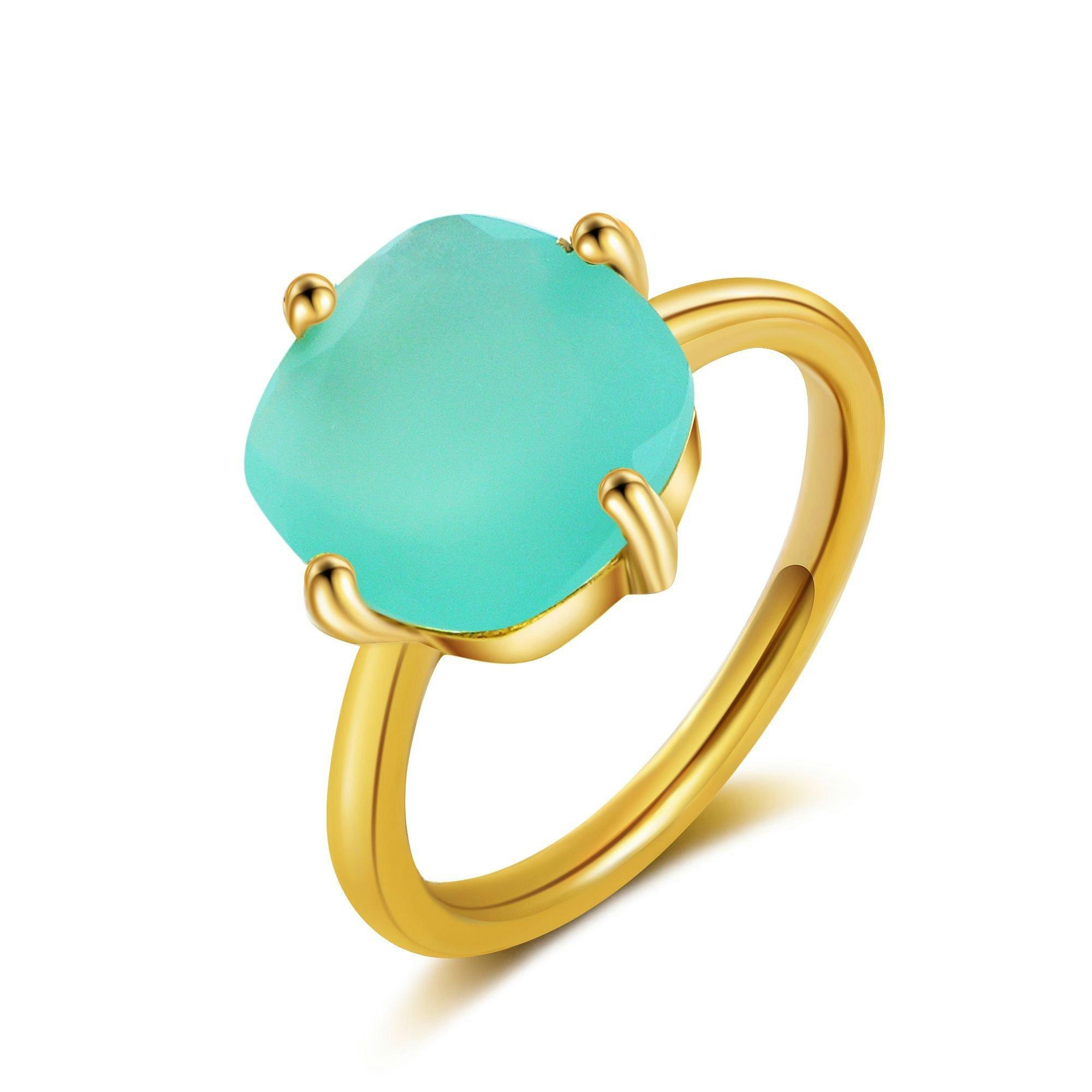 Image of Églantine Ring Aqua Chalcedon Damen Gold 53mm