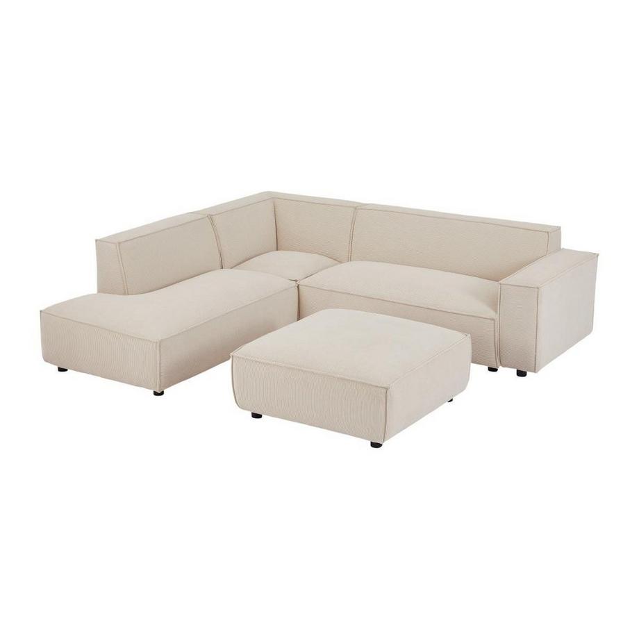 PASCAL MORABITO Großes Ecksofa & Hocker - Ecke links - Cord - Beige - BORORE  