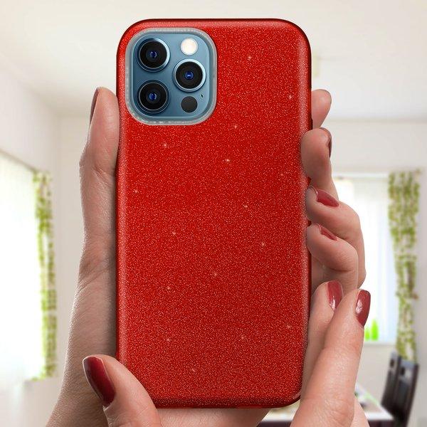 Avizar  Glitter Hülle iPhone 12 Pro Max Rot 