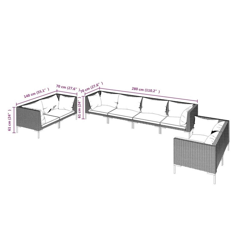 VidaXL Garten-lounge-set poly-rattan  