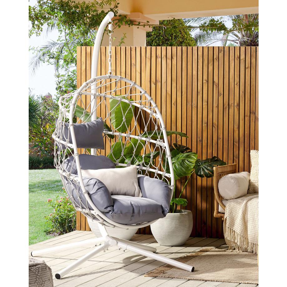 Beliani Poltrona sospesa con supporto da pavimento en Tessuto Boho ADRIA  