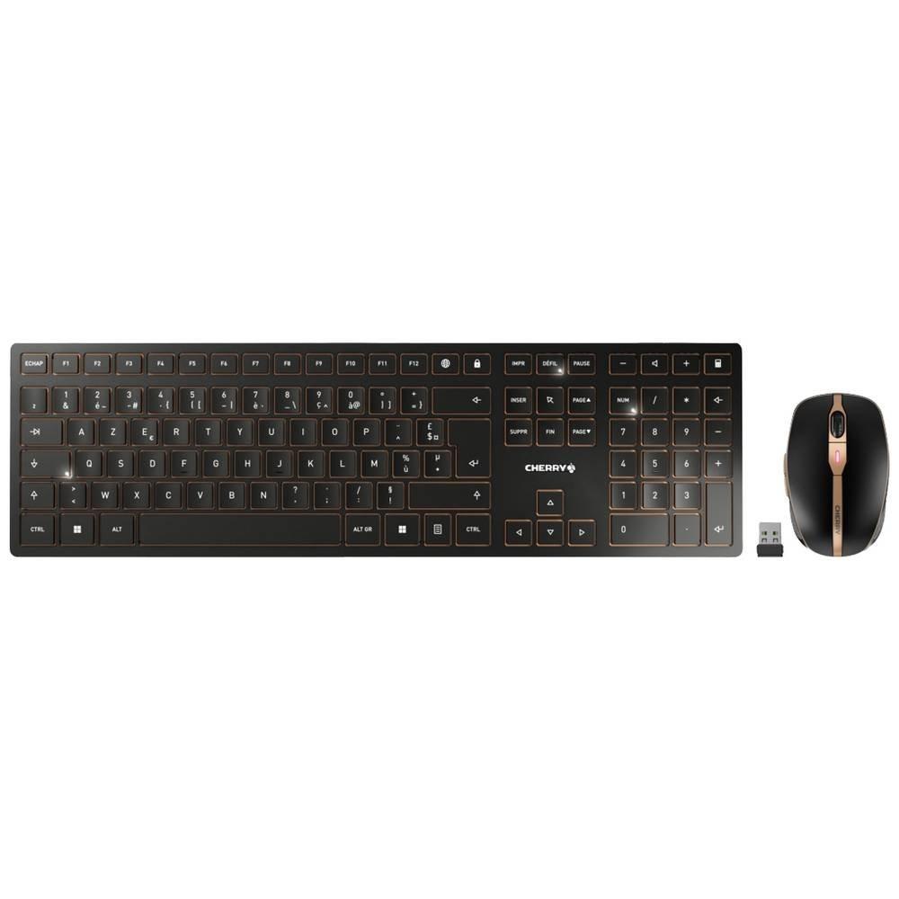 Cherry  DW 9100 Slim, Belgisches Layout, AZERTY Tastatur, kabellose Tastatur- und Maus set -bronze 