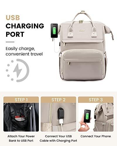 Only-bags.store Zaino impermeabile per laptop da 15.6 pollici con porta di ricarica USB  