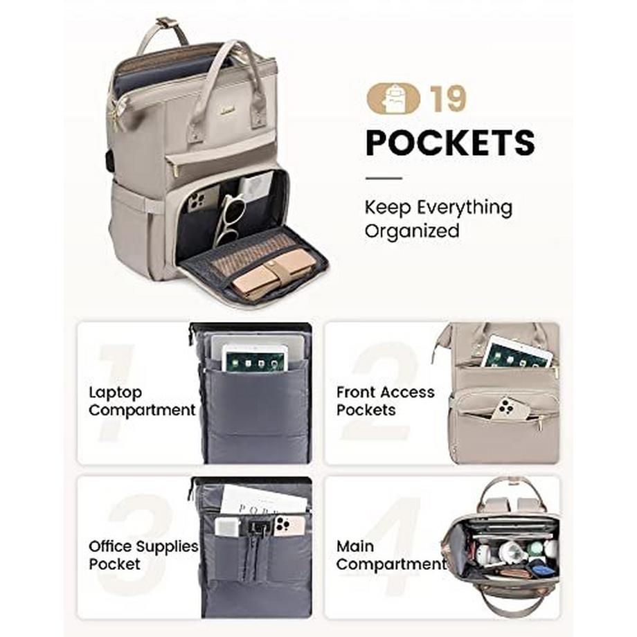 Only-bags.store Wasserdichter 15.6 Zoll Laptop Rucksack mit USB Ladeanschluss  