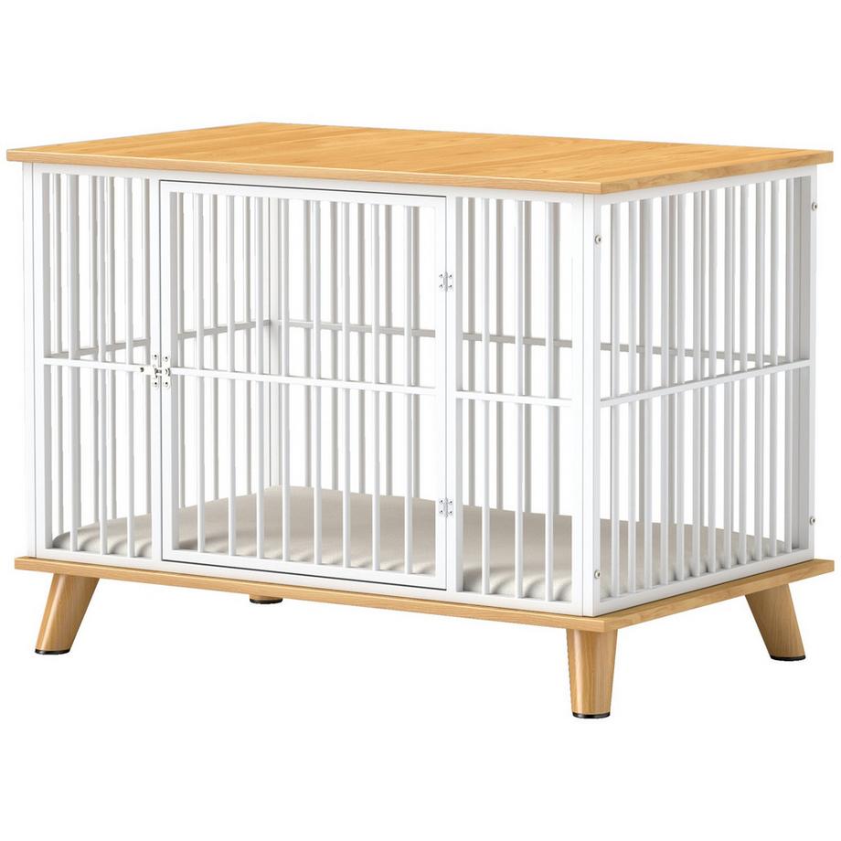 Northio  Hundekäfig für Zuhause, Abschließbar Hundehütte mit Kissen, Hundebox mit Tür, Hundehaus für mittelgroße Hunde unter 15 kg, Eiche, 86 x 60 x 70 cm 