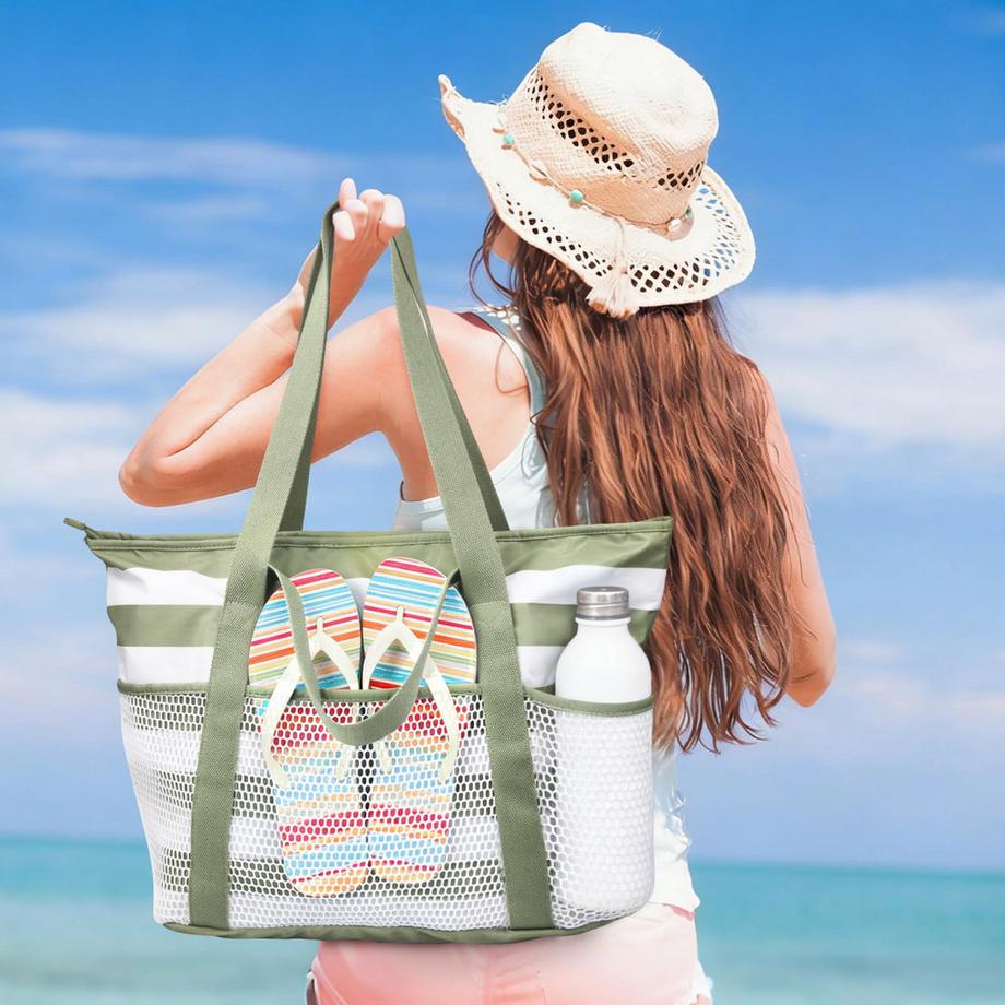 Only-bags.store Wasserdichte faltbare Mesh-Strandtasche  