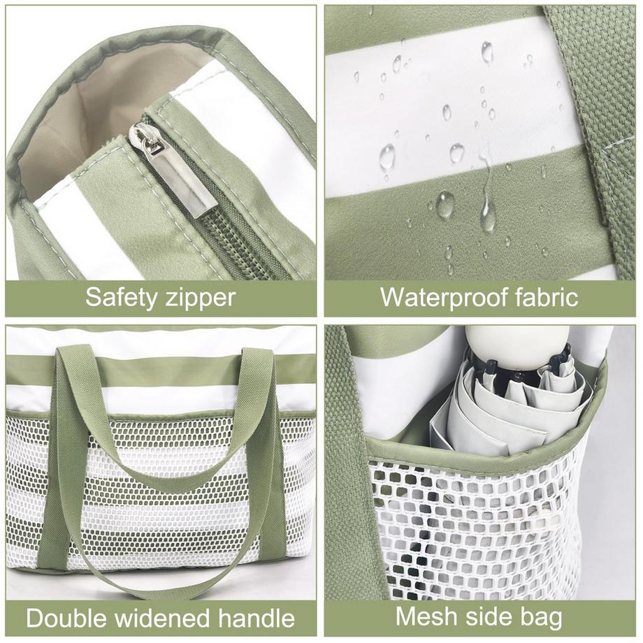 Only-bags.store Wasserdichte faltbare Mesh-Strandtasche  