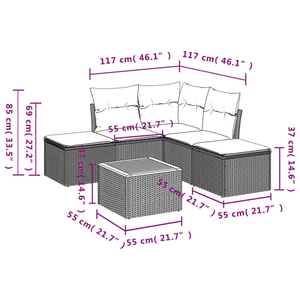 VidaXL set divano da giardino Polirattan  