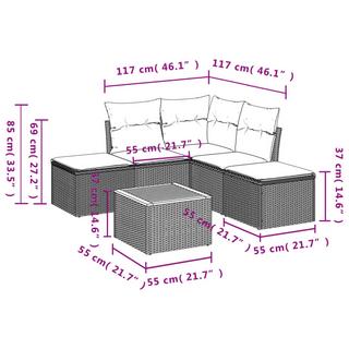 VidaXL Ensemble de canapés de jardin rotin synthétique  