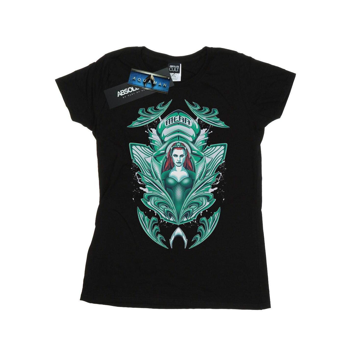 Image of Aquaman Mera Crest Tshirt Damen Schwarz L