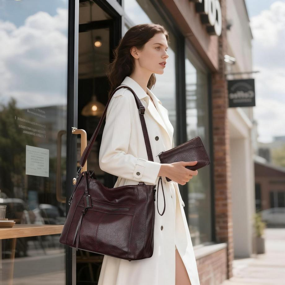Only-bags.store Ensemble de 2 sacs à main avec sac bandoulière et portefeuille  