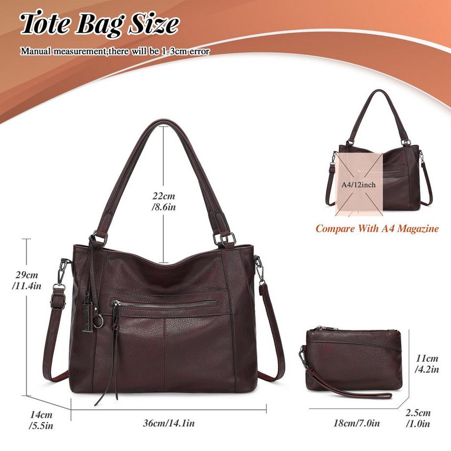 Only-bags.store Ensemble de 2 sacs à main avec sac bandoulière et portefeuille  