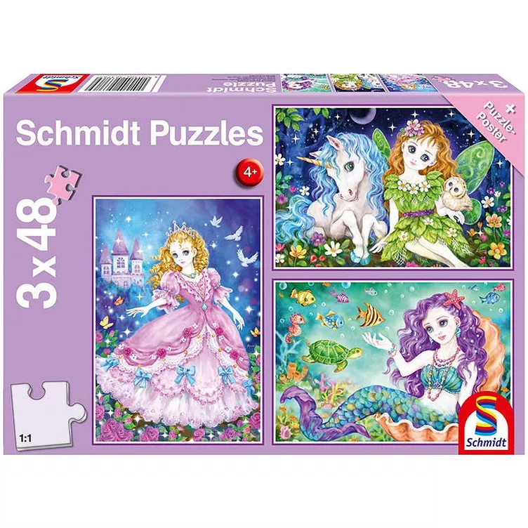 Schmidt Puzzle Prinzessin Fee & Meerjungfrau (3x48)online kaufen MANOR
