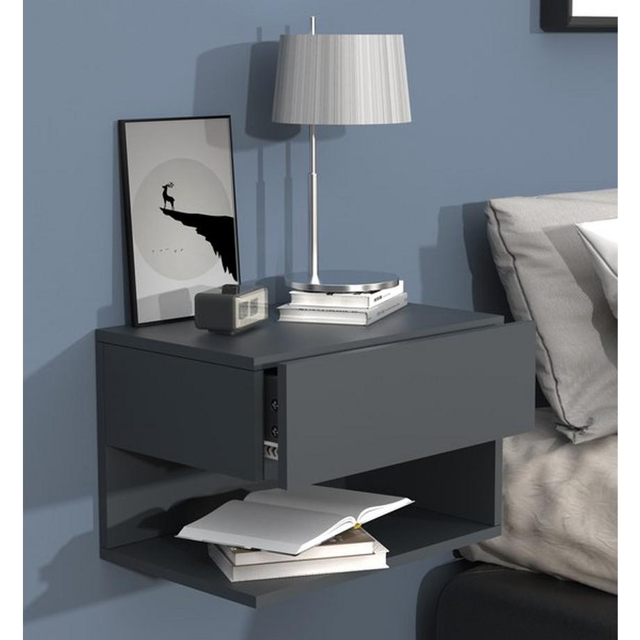 VCM Nachtschrank | Wandschublade | Wandboard | Nachttisch | Maße ca. H. 30 x B. 45 x T. 32 cm - Usal XL 45 cm  