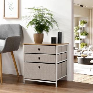 Calicosy Comò a 3 cassetti in tessuto non tessuto chiaro - L48 cm  