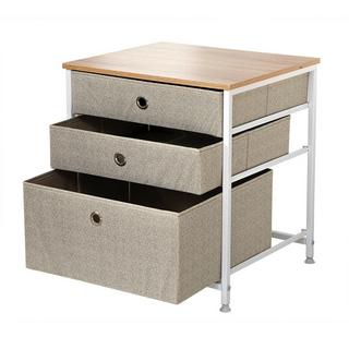 Calicosy Comò a 3 cassetti in tessuto non tessuto chiaro - L48 cm  