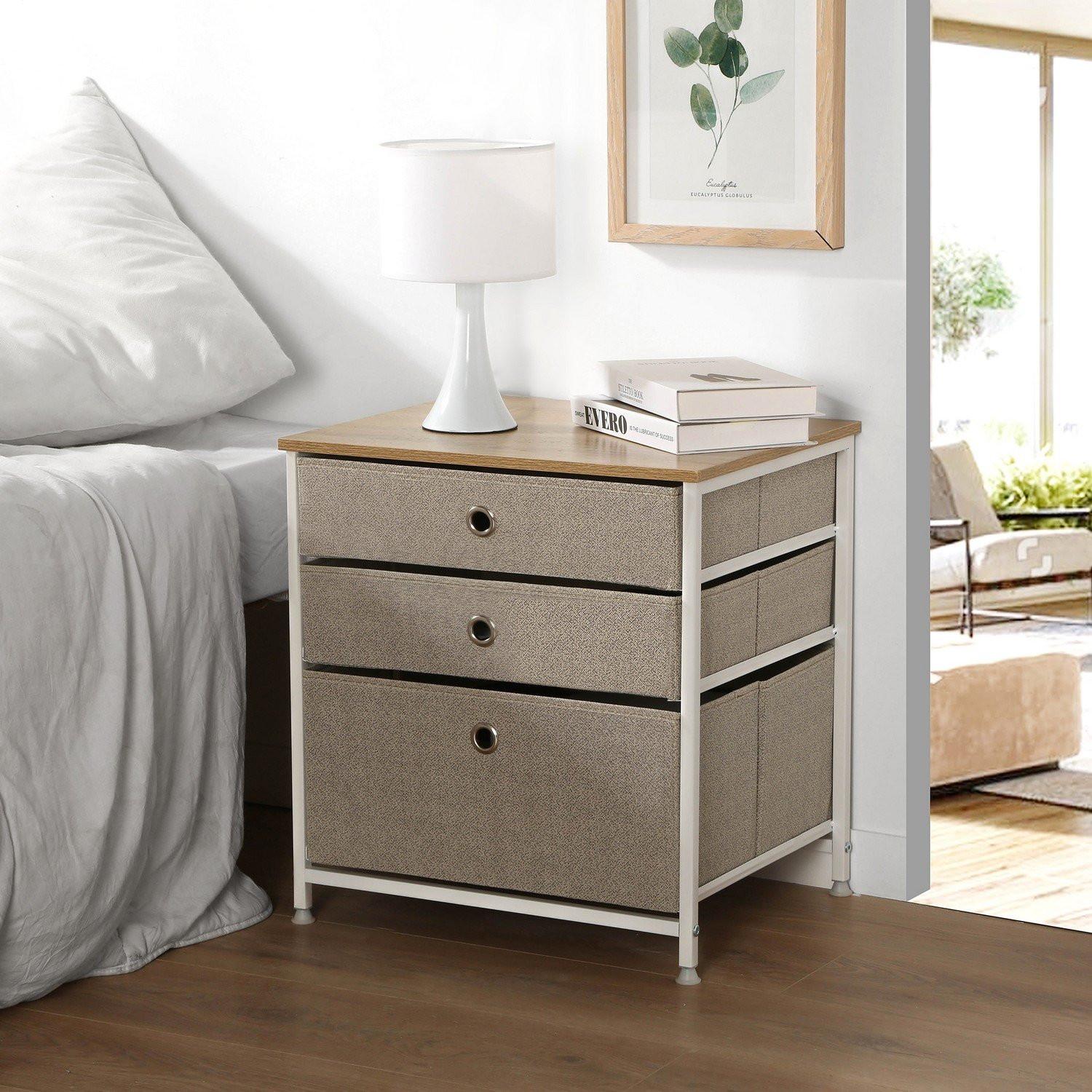 Calicosy Comò a 3 cassetti in tessuto non tessuto chiaro - L48 cm  