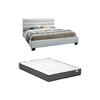 Vente-unique Letto 180 x 200 cm Similpelle Bianco + Materasso  - FAUSTIN  