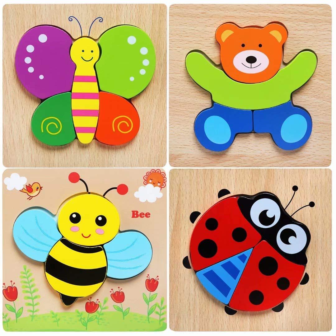 Activity-board  Puzzle en bois, jouet en bois, puzzle animal en bois 4 pièces 