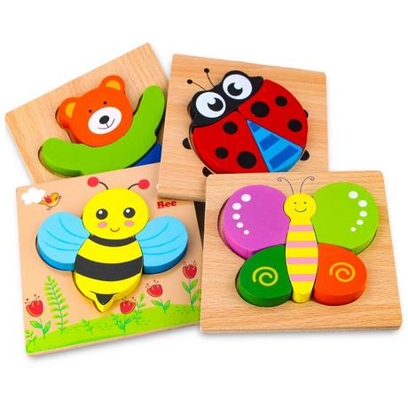 Activity-board  Puzzle en bois, jouet en bois, puzzle animal en bois 4 pièces 