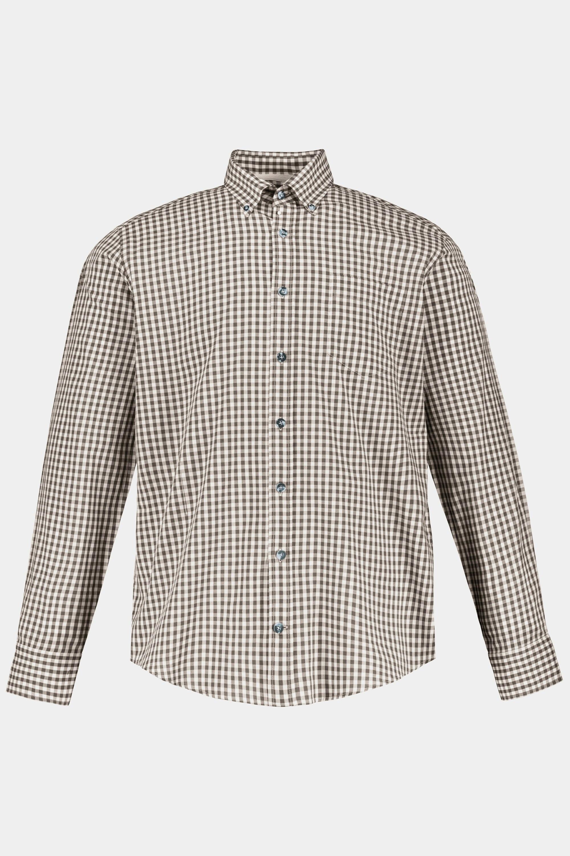 JP1880  Chemise à carreaux de tenue bavaroise traditionnelle - manches longues et col boutonné, coupe Modern Fit - jusqu'au 8 XL 