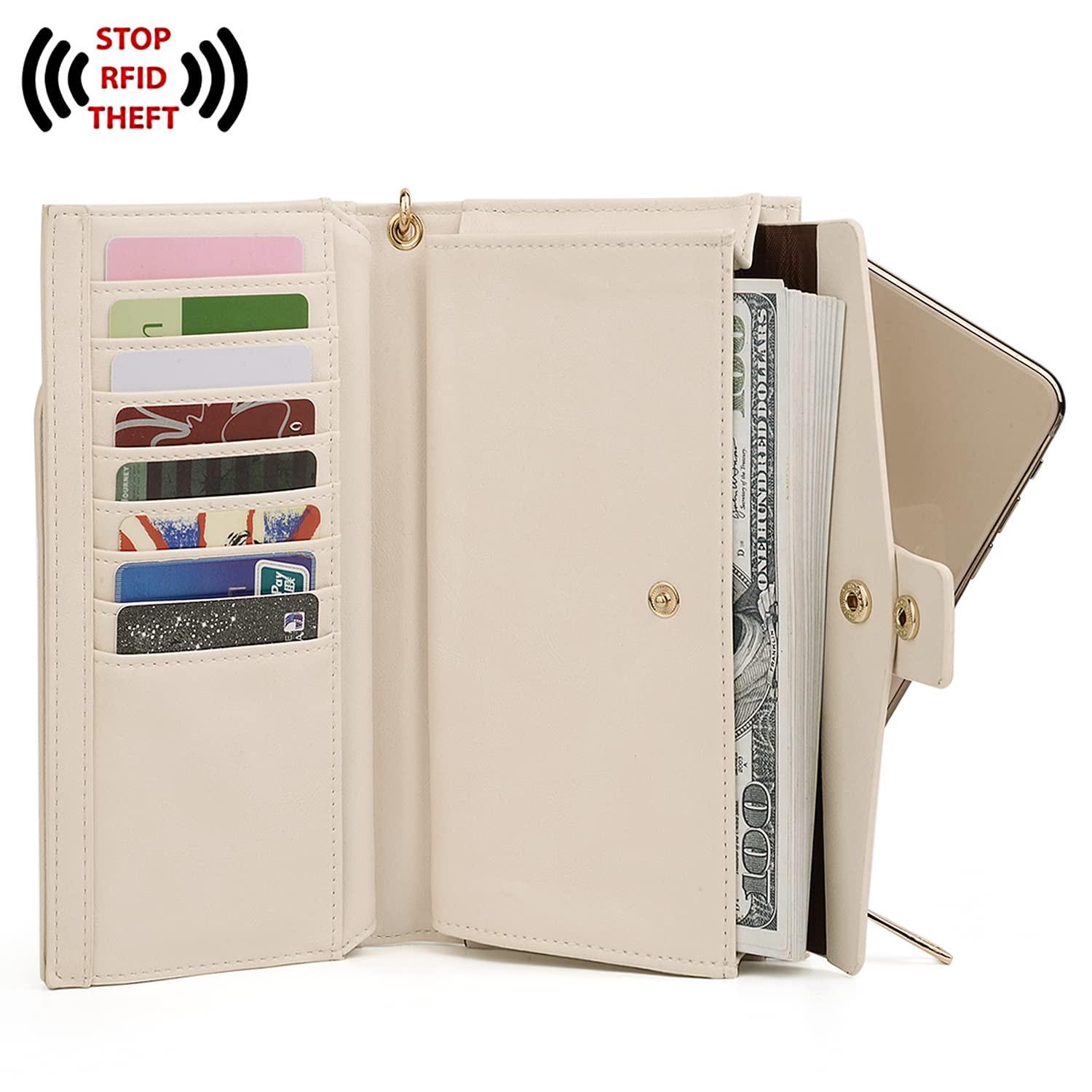 Only-bags.store  Brieftasche RFID-Blockierung Große Kapazität Vegan Leder Clutch Wallet 21 Card Slots Holder Organizer 