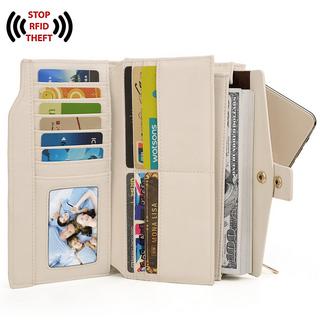 Only-bags.store  Brieftasche RFID-Blockierung Große Kapazität Vegan Leder Clutch Wallet 21 Card Slots Holder Organizer 