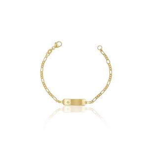 MUAU Schmuck  ID-Bracelet Figaro Gelbgold 750 Diamant 0.0075ct. 2.2mm, 14cm 