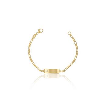 ID-Bracelet Figaro Gelbgold 750 Diamant 0.0075ct. 2.2mm, 14cm