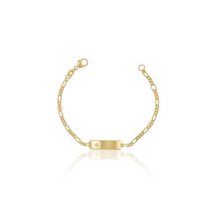 MUAU Schmuck  ID-Bracelet Figaro Gelbgold 750 Diamant 0.0075ct. 2.2mm, 14cm 