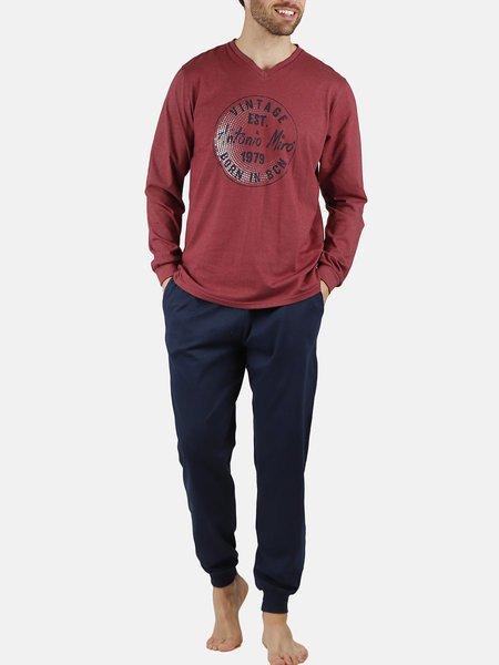 Image of Pyjama Hausanzug Hose Und Oberteil Stamp Antonio Miro Herren Bordeaux XL