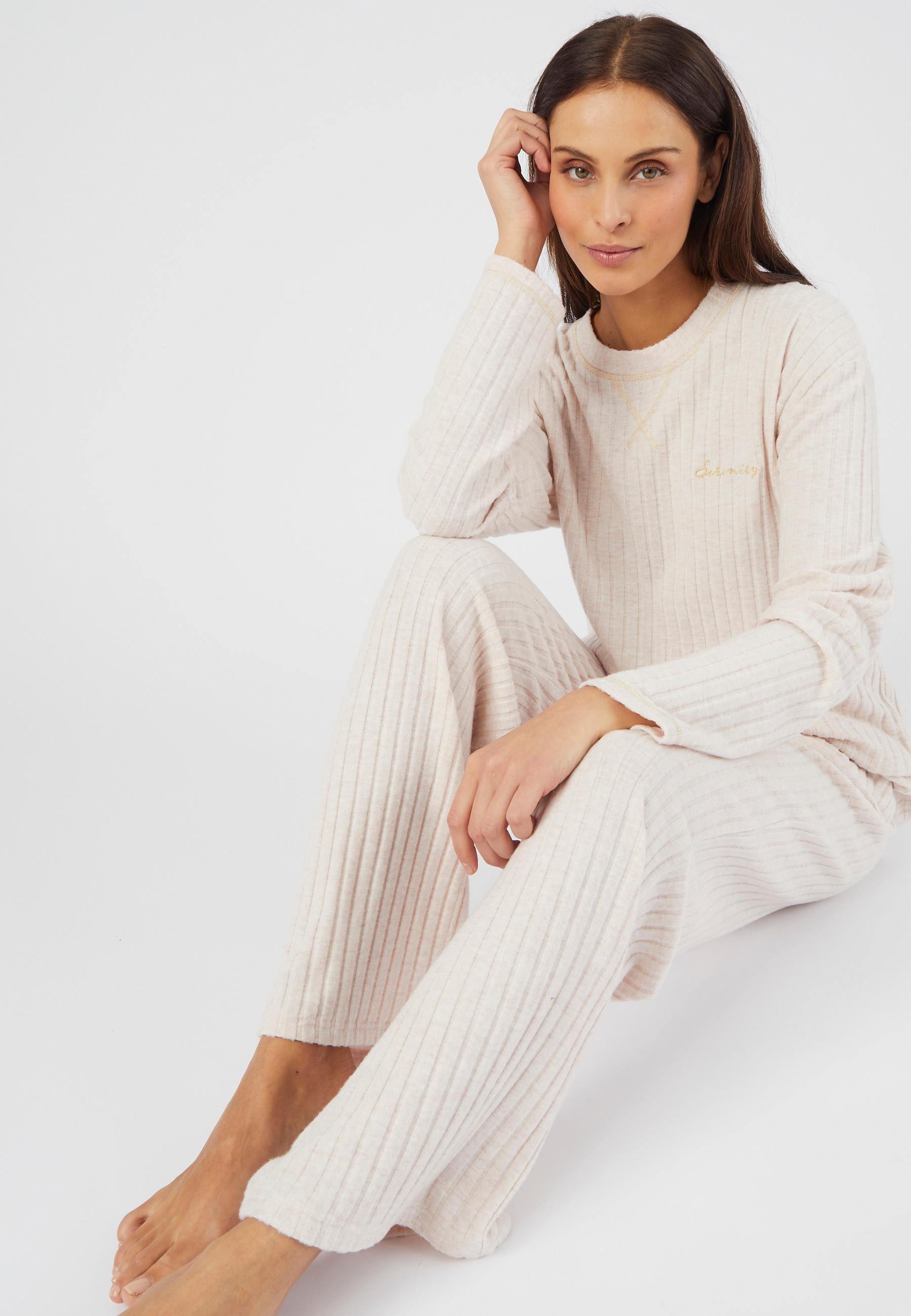 Image of Lounge-anzug Aus Thermolactyl-rippstrick Unisex Offwhite 46/48