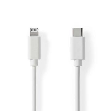 Cavo Lightning | USB 2.0 | Apple Lightning, 8-pin | USB-C™ Maschio | 480 Mbps | Nichelato | 1,00 m | Rotondo | PVC | Bianco | Etichetta