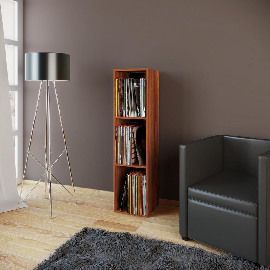 VCM Bois Disques vinyles LP Stand Étagère d'archivage Support de rangement Platto 3 compartiments  