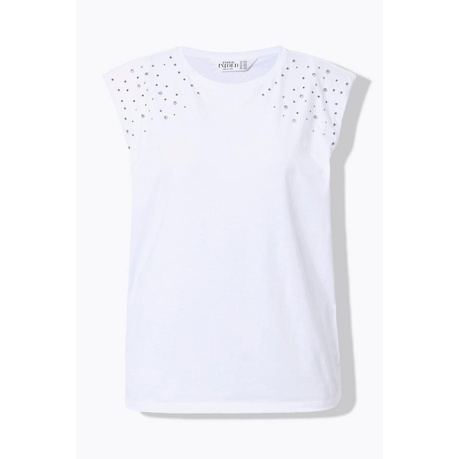 Studio Untold Top Taglio Oversize Spalle Brillantini  