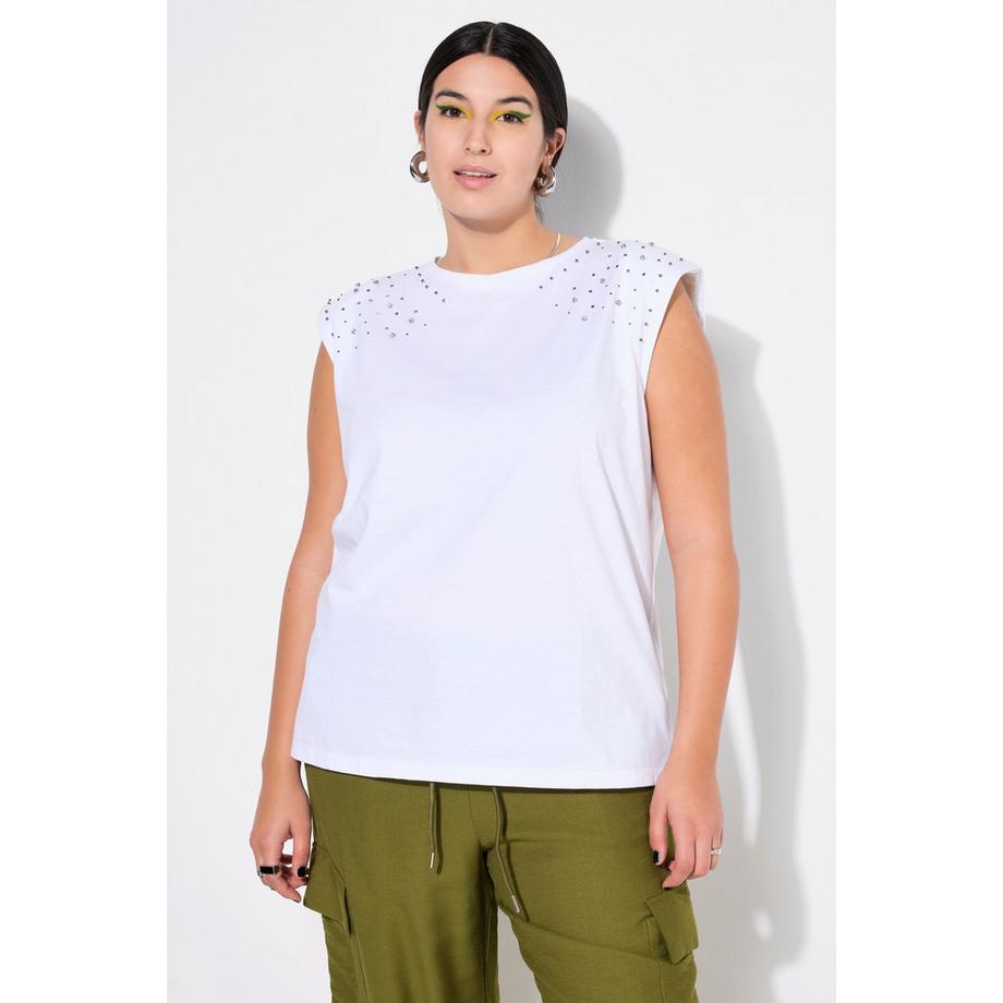 Studio Untold Top Taglio Oversize Spalle Brillantini  