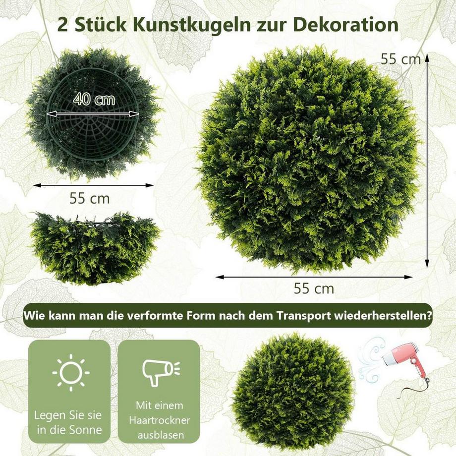 2er Buchsbaumkugel 52 cm Buchsbaum Kugel Zedern UV-bestndig Formschnitt  Kunstpflanze Grn ONE SIZE | MANOR